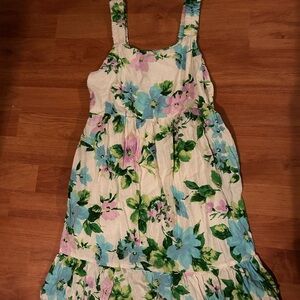 Old Navy White and Cream Sundress Sleeveless Square Neck